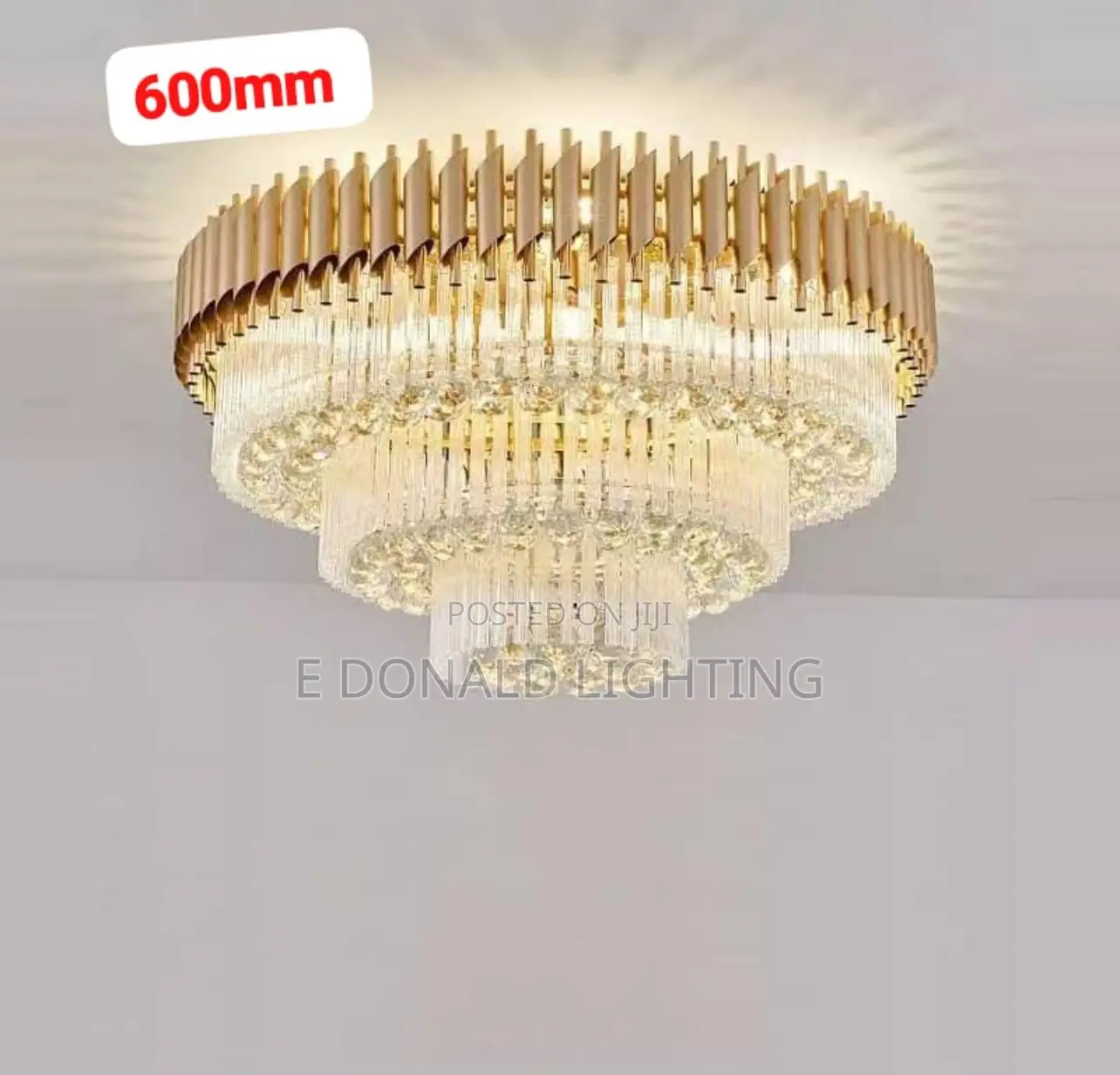 Circle and Square Crystal Flush Chandelier