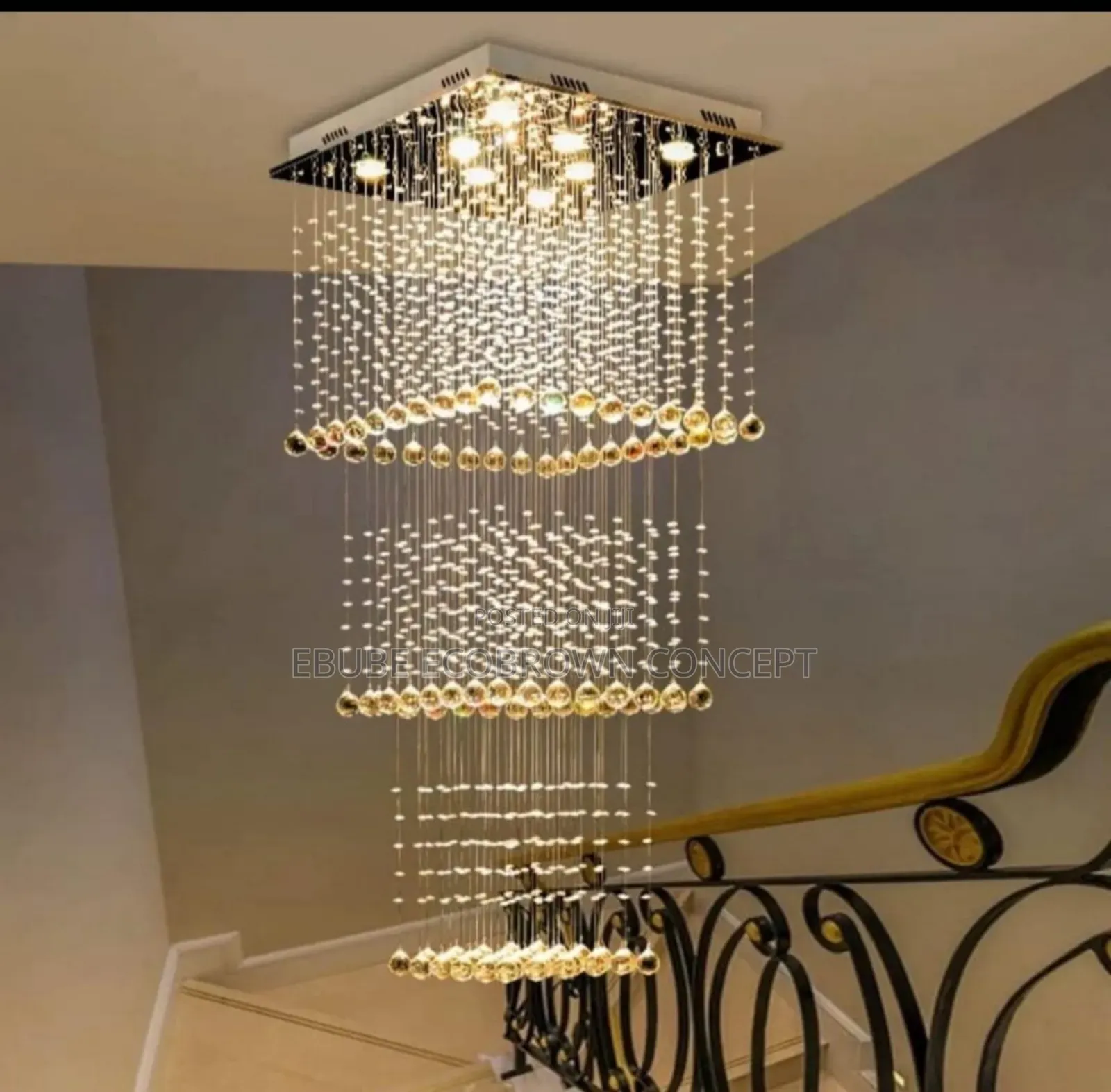 3 Steps Raindrops Modern Technology Luxury Crystal Chandelier Light