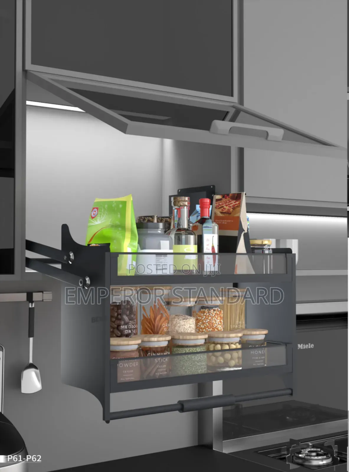 Glass Elevator Basket Pull-down Spices Rack