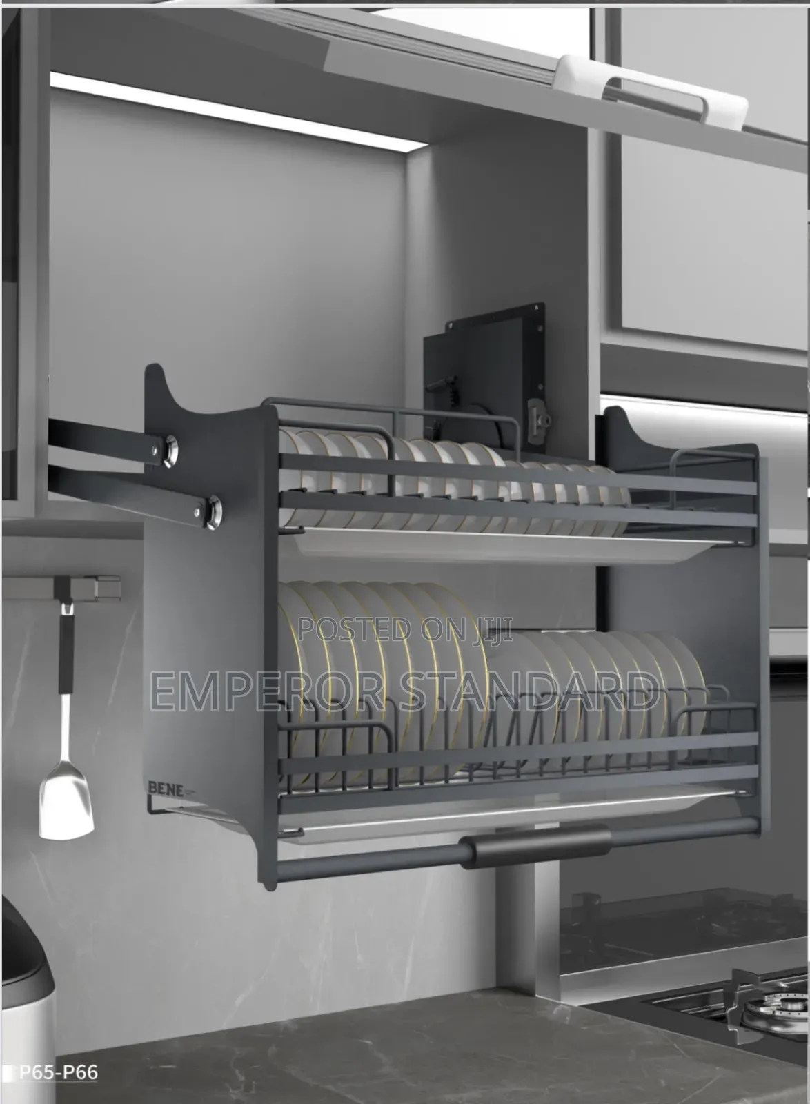 Grey Stainless Pull-down Plate Rack Elevator Basket