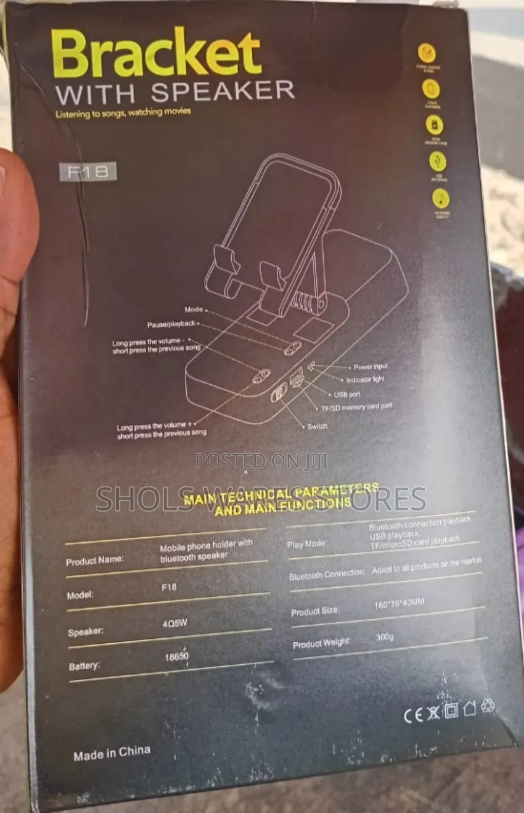 Phone Holder Bracket With Bluetooth Speaker