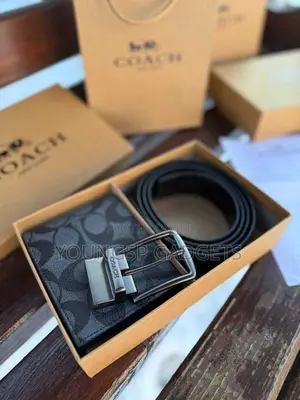 Coach Men's Boxed Wallet and Belt Gift Set.