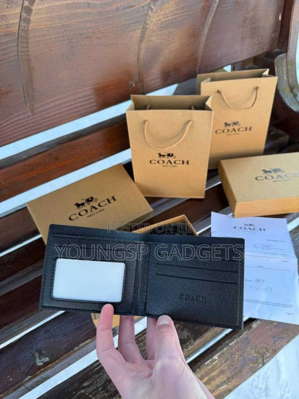 Coach Men's Boxed Wallet and Belt Gift Set.