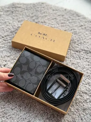 Coach Men's Boxed Wallet and Belt Gift Set.