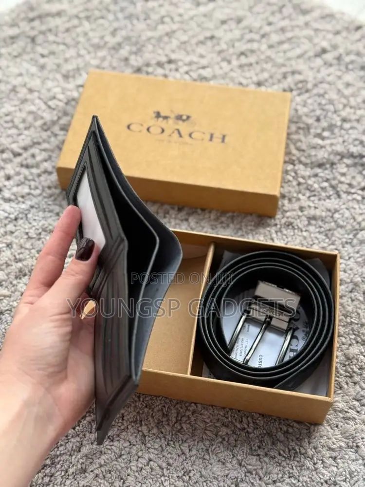 Coach Men's Boxed Wallet and Belt Gift Set.