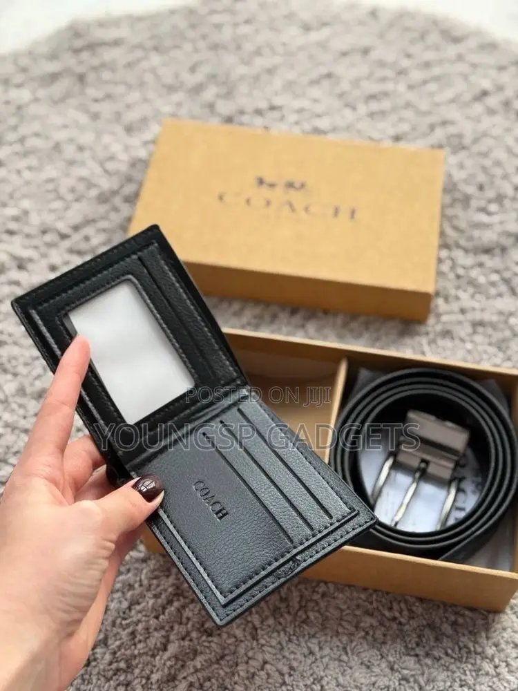 Coach Men's Boxed Wallet and Belt Gift Set.