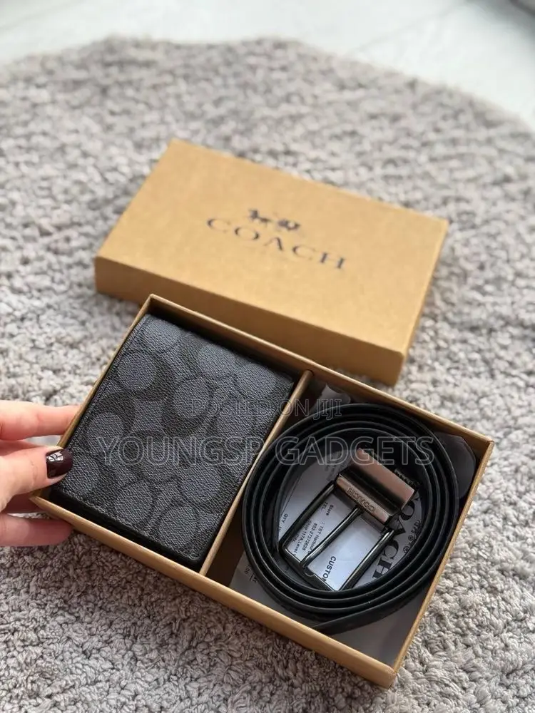 Coach Men's Boxed Wallet and Belt Gift Set.