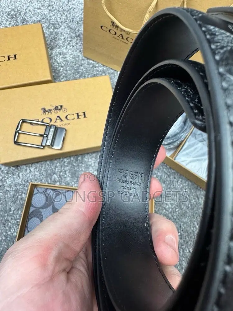 Coach Men's Boxed Wallet and Belt Gift Set.