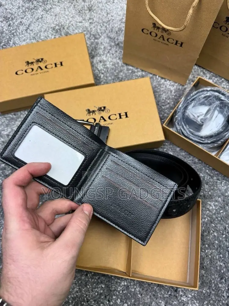 Coach Men's Boxed Wallet and Belt Gift Set.