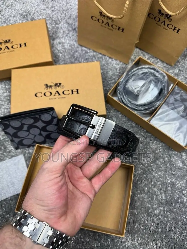 Coach Men's Boxed Wallet and Belt Gift Set.