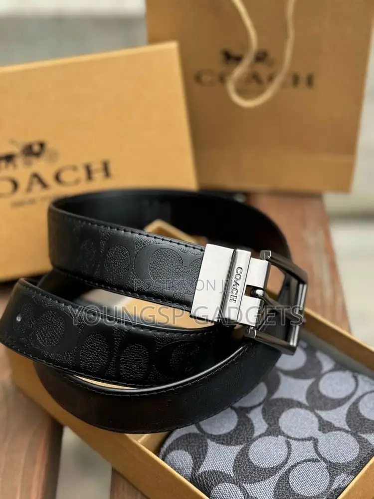 Coach Men's Boxed Wallet and Belt Gift Set.