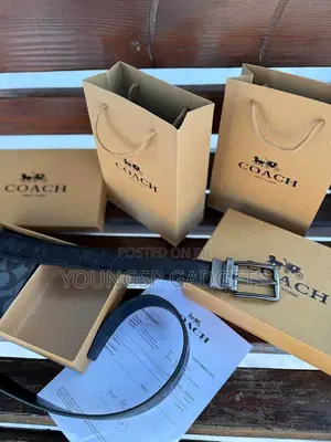 Coach Men's Boxed Wallet and Belt Gift Set.