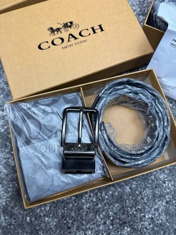 Coach Men's Boxed Wallet and Belt Gift Set.