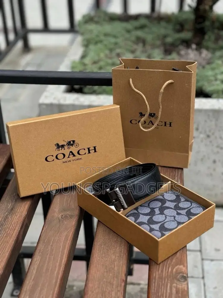 Coach Men's Boxed Wallet and Belt Gift Set.