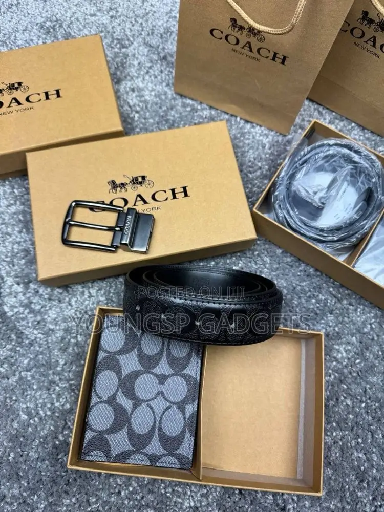 Coach Men's Boxed Wallet and Belt Gift Set.