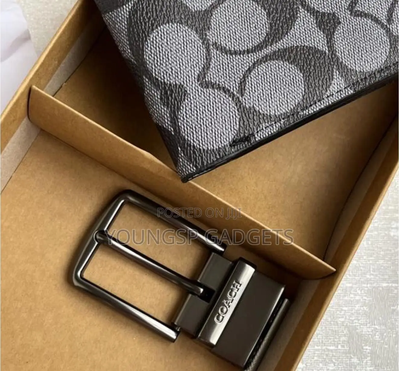 Coach Men's Boxed Wallet and Belt Gift Set.