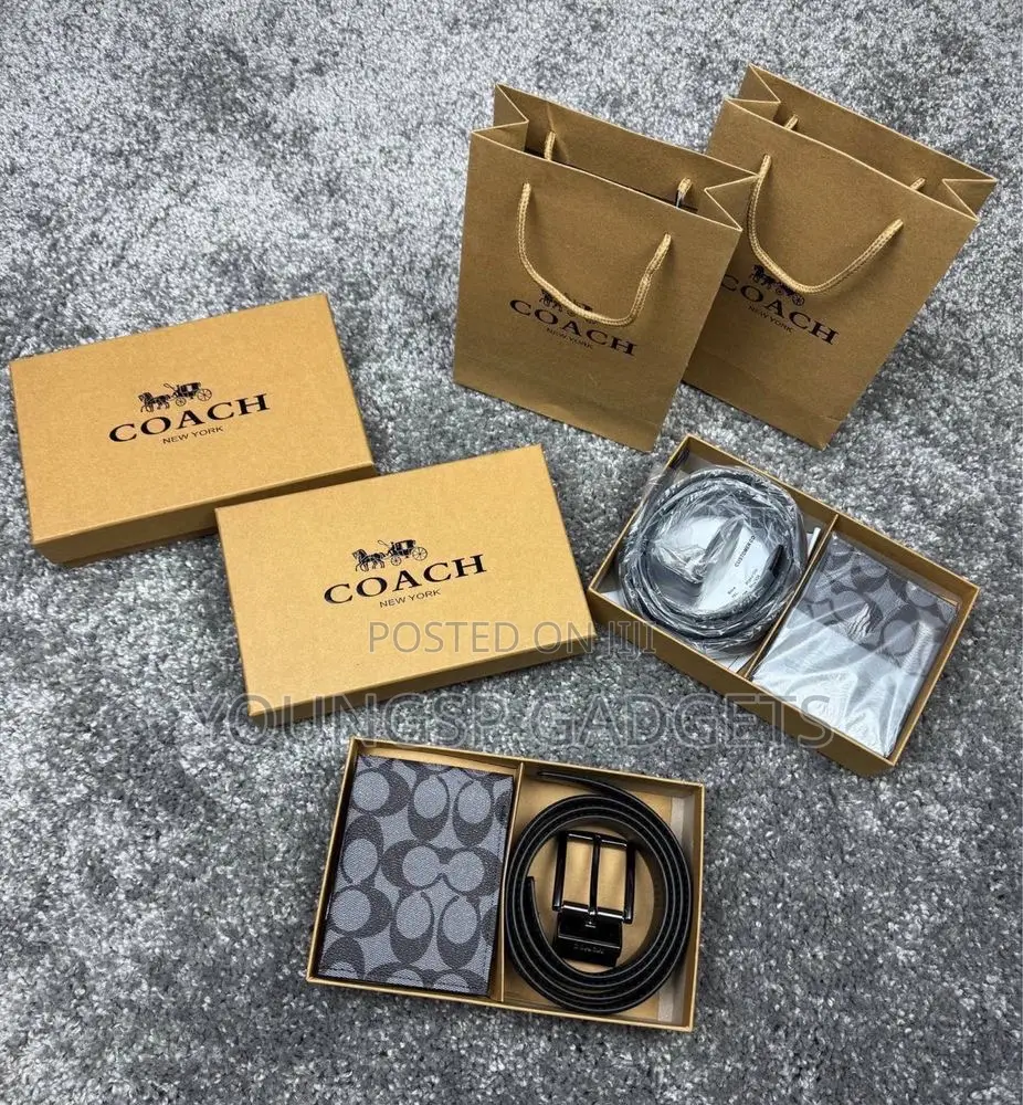 Coach Men's Boxed Wallet and Belt Gift Set.