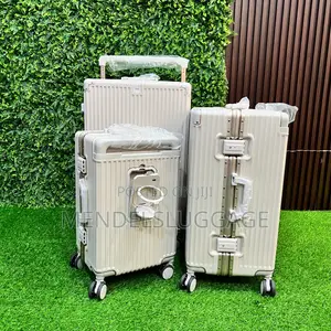 Premium Ivory Aluminum-Frame Suitcase Set With Spinner Wheels