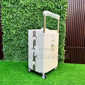 Premium Ivory Aluminum-Frame Suitcase Set With Spinner Wheels