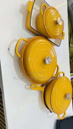 5-in-1 Cast Iron Cookware Set (Yellow Enamel Finish)
