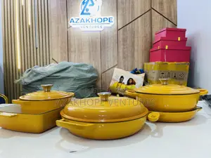 5-in-1 Cast Iron Cookware Set (Yellow Enamel Finish)