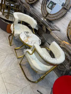 Luxury Gold Accent Chairs With Marble Center Table