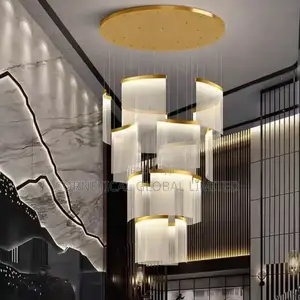 Modern Cascading Luxury Multi-Tier Drum Gold Pendant Chandelier