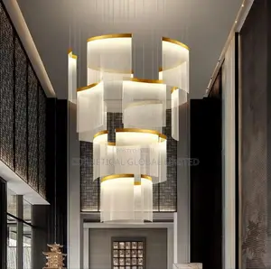 Modern Cascading Luxury Multi-Tier Drum Gold Pendant Chandelier