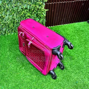 Durable Pink Medium Suitcase With Spinner Wheels and Inner Divider