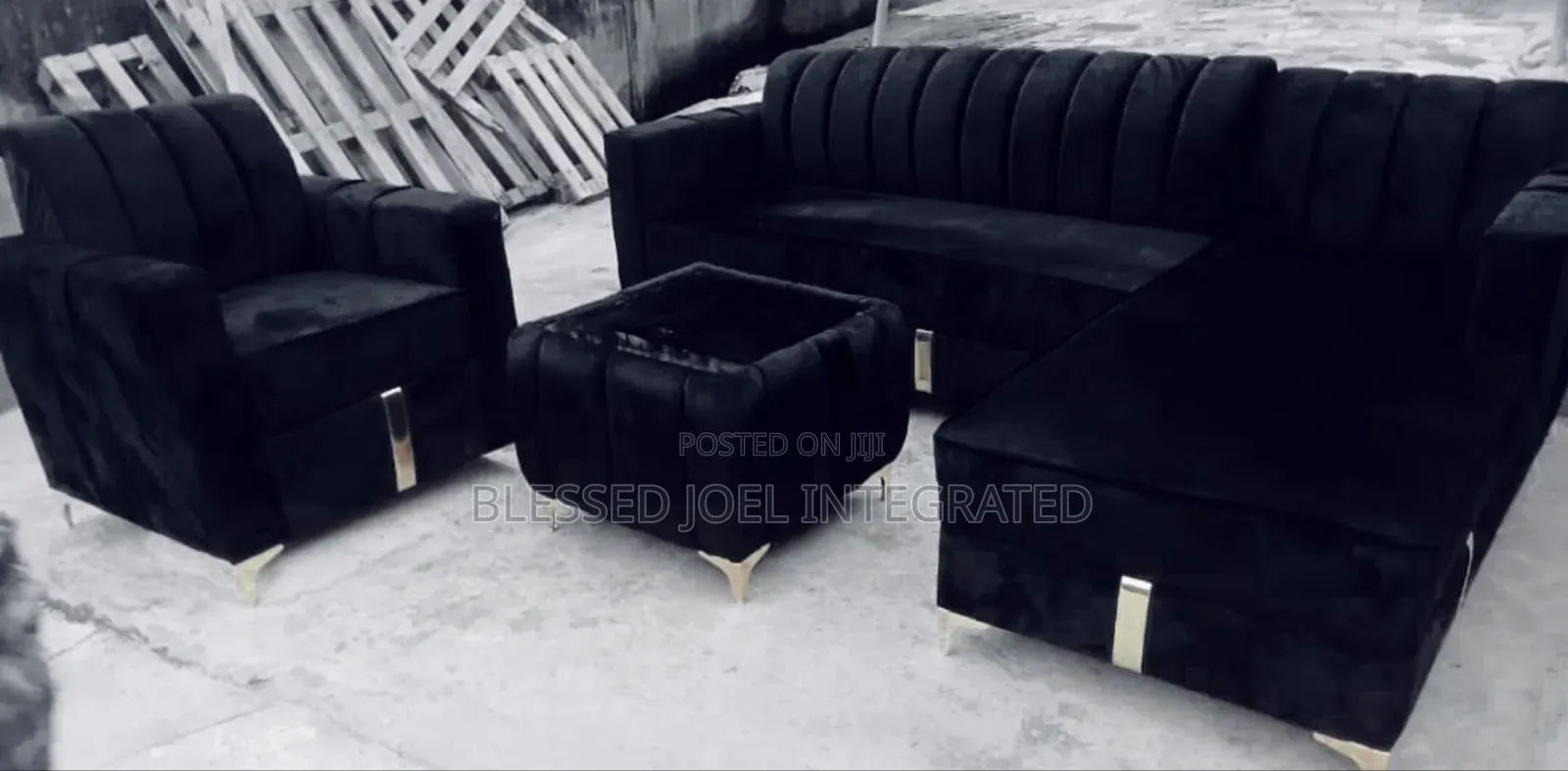 Black Sofa With Centre Table