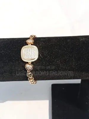 Gold Square Pavé Charm Bracelet