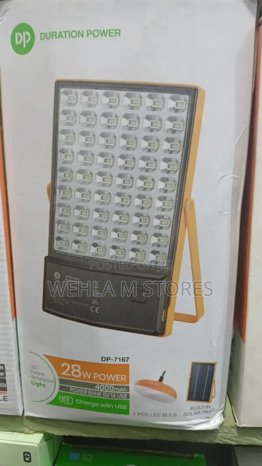 Multi-Function Emergency Light With Solar Panel Dual Bulbs Dp-7167