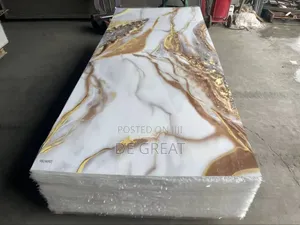 Marble Sheet Light Gold and White Design