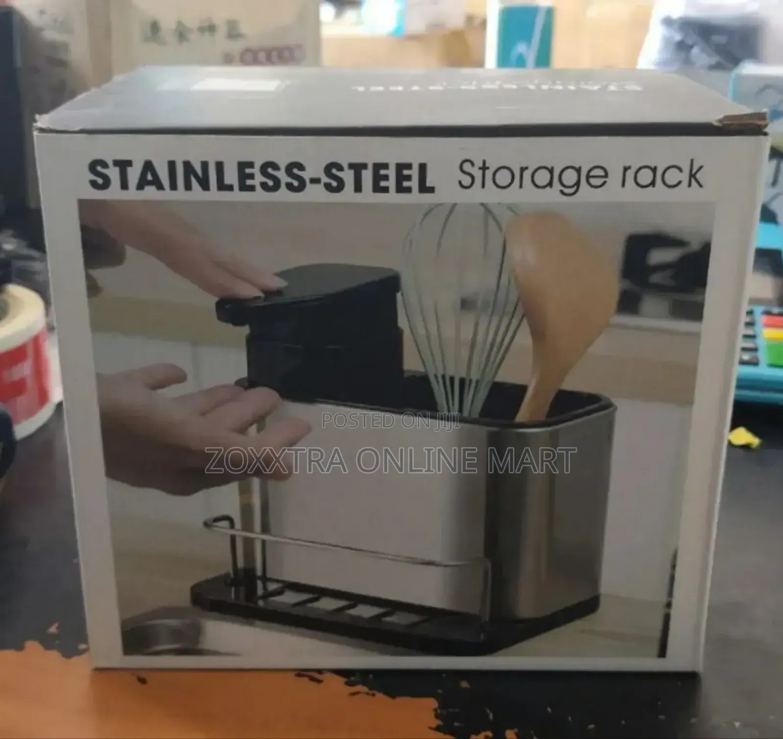 Stainless Steel Storage Rack With Soap Dispenser