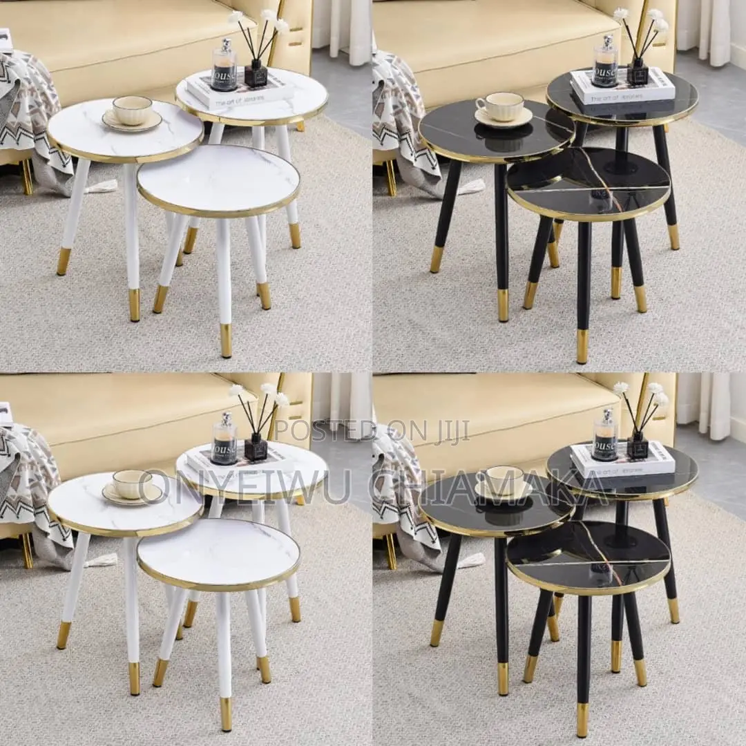 Modern Nesting Coffee Tables – White or Black Marble Finish