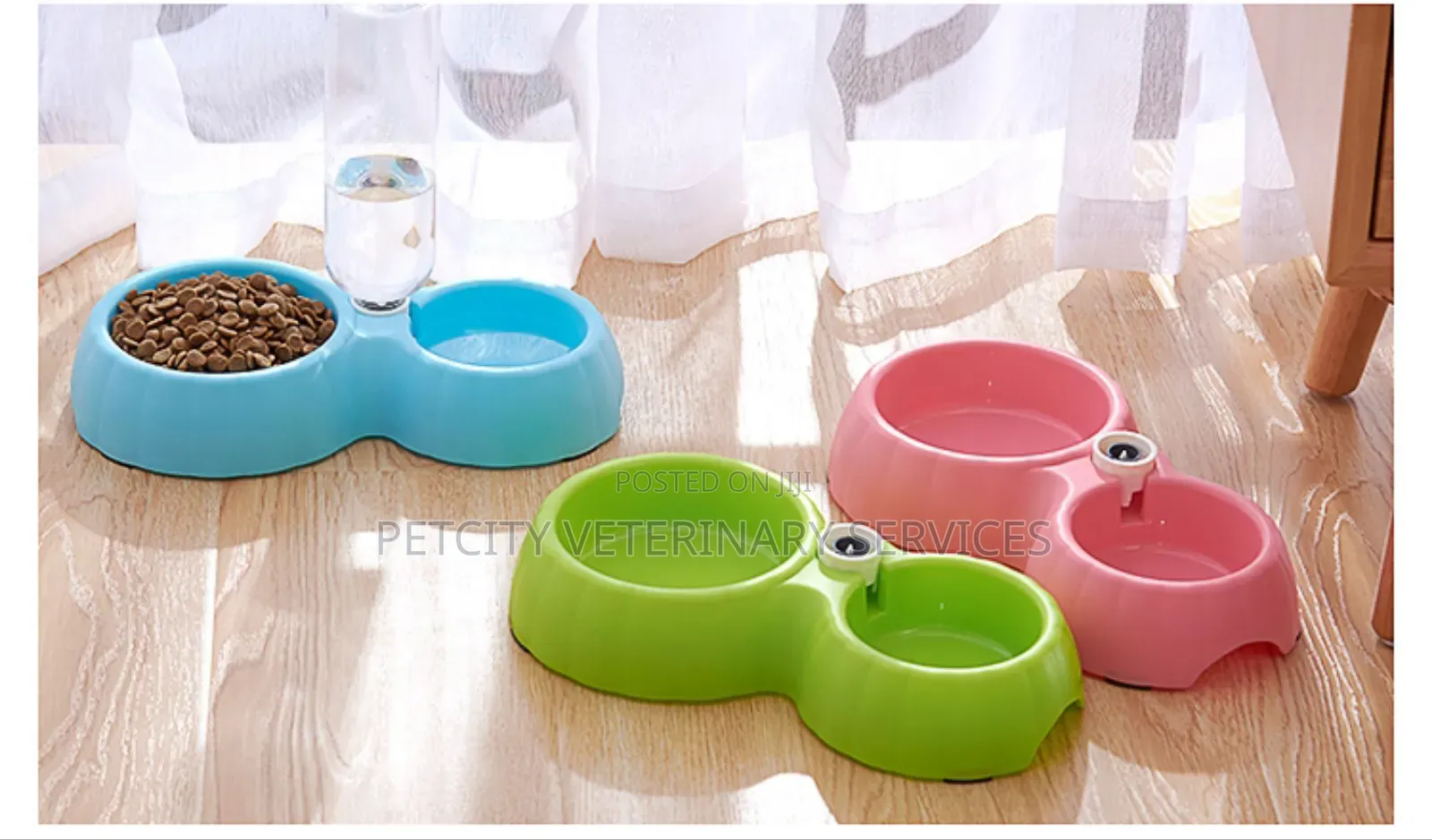 Plastic Double Pet Bowls – Perfect for Cats Dogs