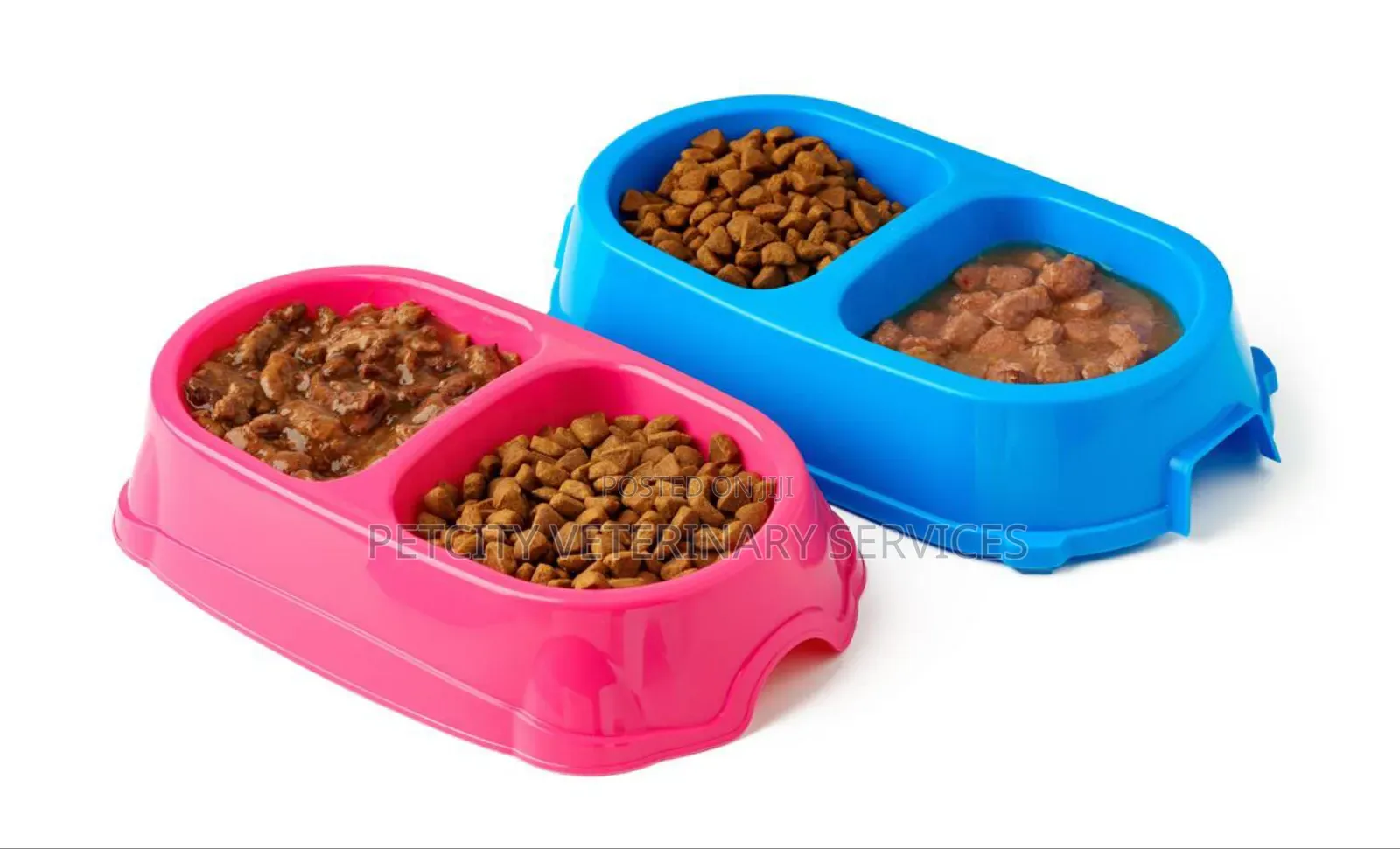 Plastic Double Pet Bowls – Perfect for Cats Dogs