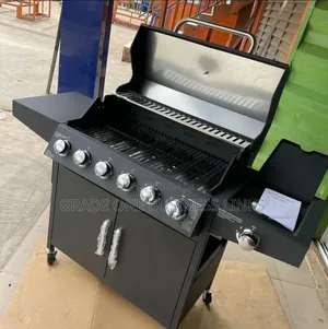6-Burner Gas Barbecue Grill Plus 1-Burner Cooker — High Heat Roasting