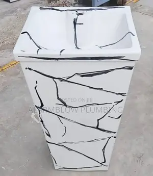 White Ceramic Freestanding or Pedestal Wash Basin .