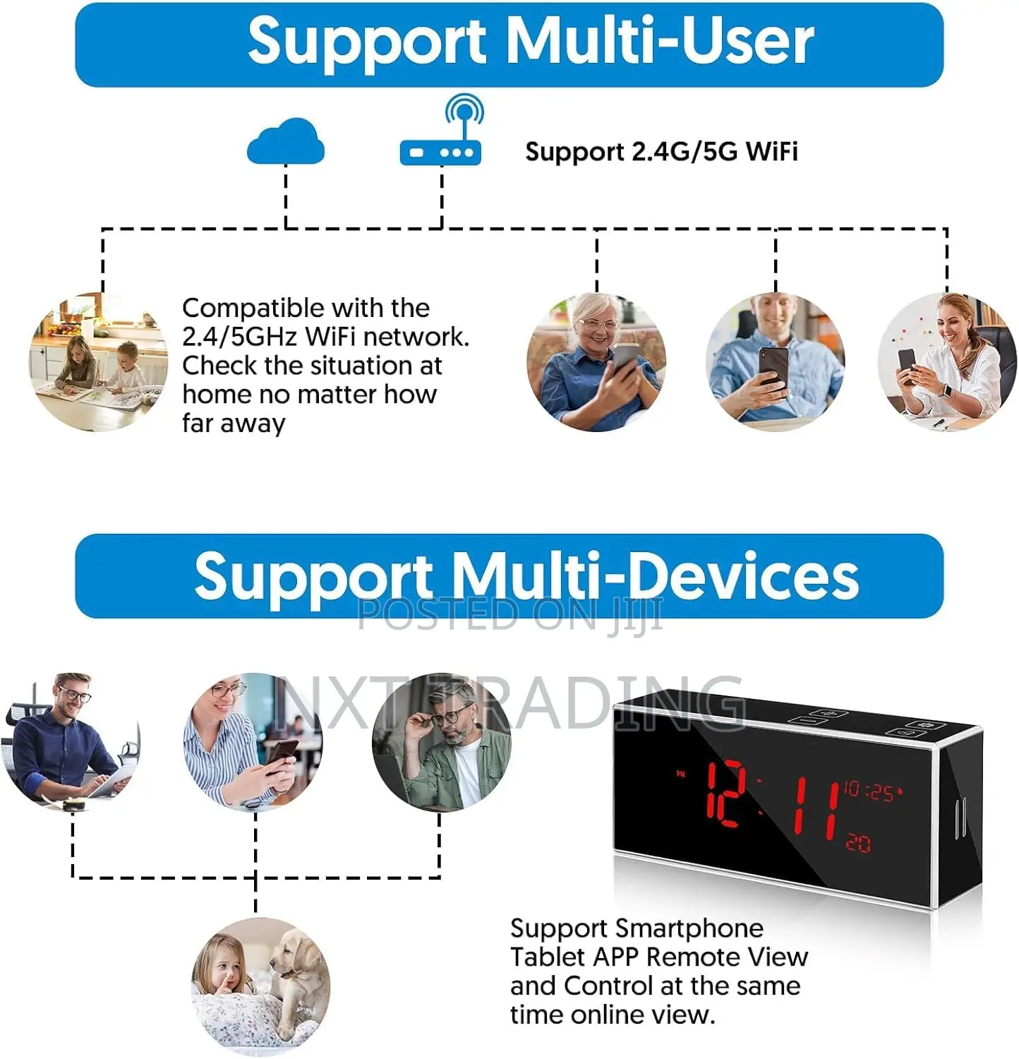 Indoor Security Alarm Clock Hidden Camera for Home
