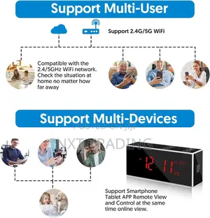 Indoor Security Alarm Clock Hidden Camera for Home