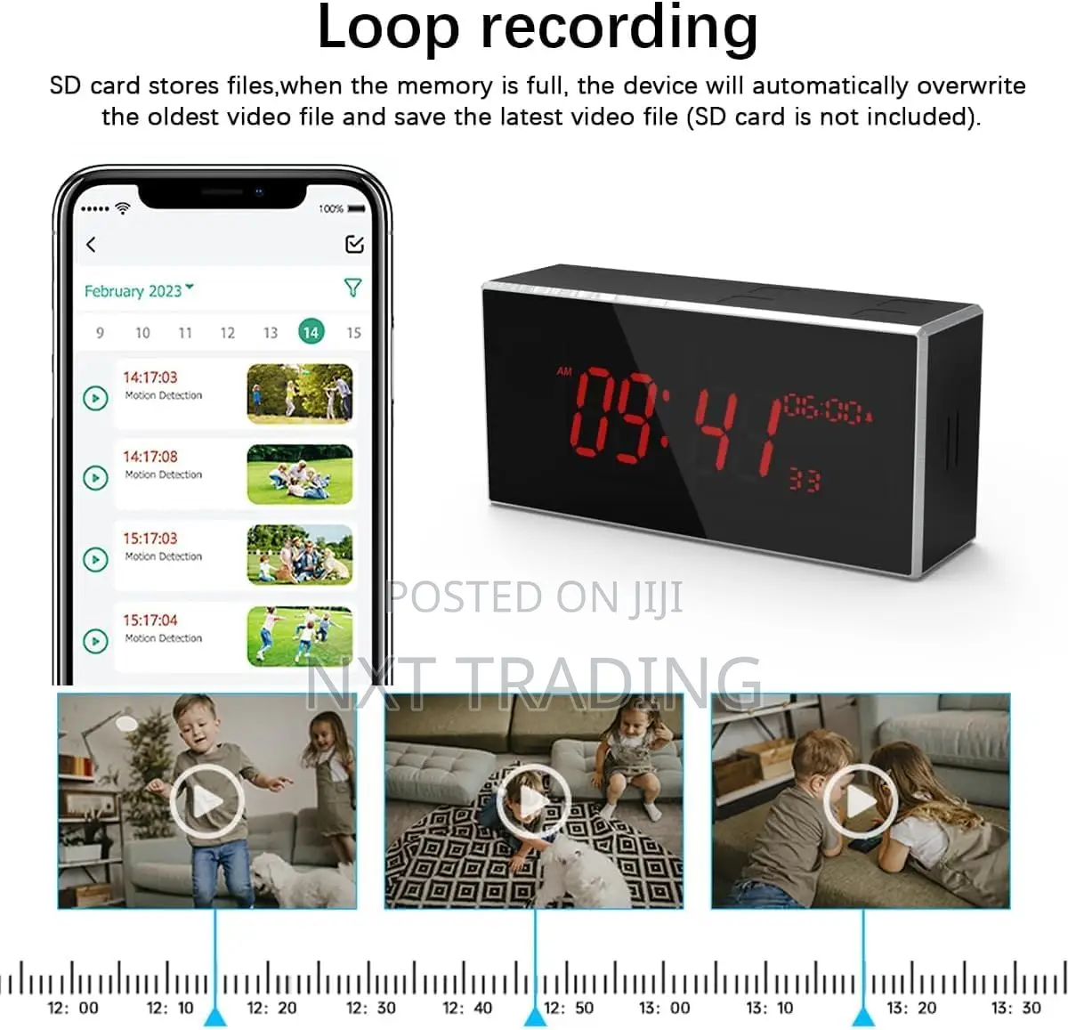 Indoor Security Alarm Clock Hidden Camera for Home