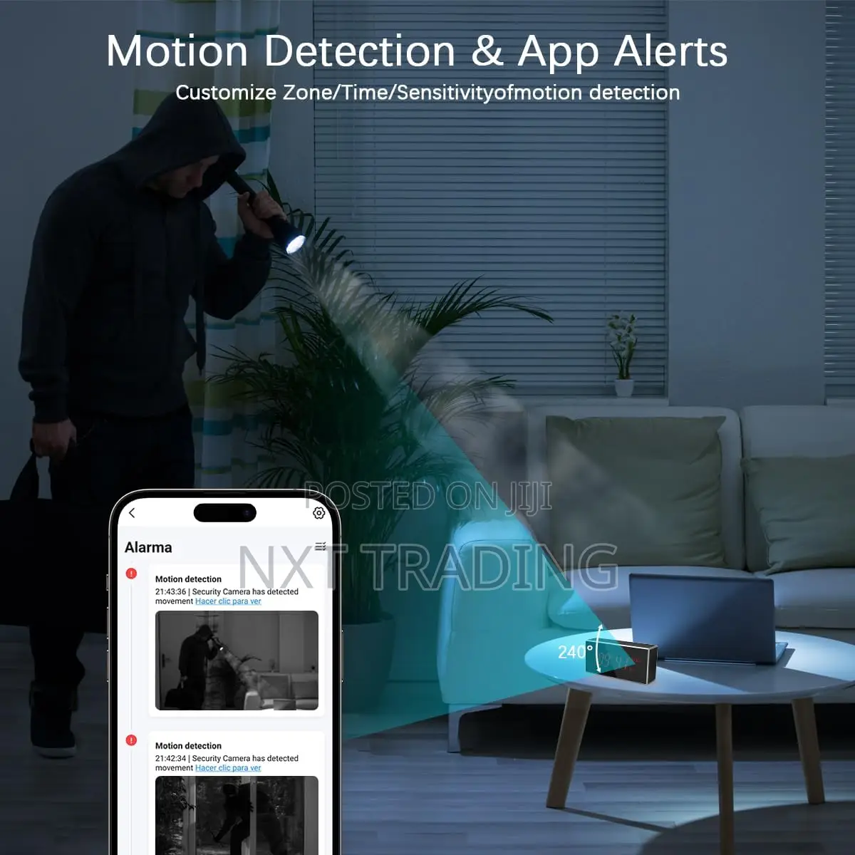 Indoor Security Alarm Clock Hidden Camera for Home