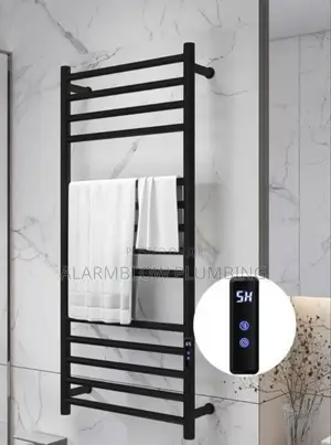Wall-Mounted Electric Towel Warmer in Black and Antirust
