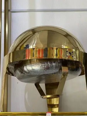 Gold-Finished Round Roll-Top Chafing Dish With Viewing Window