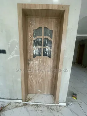 Strong Cream Kitchen HDF Door With Frame, Lock, Inches Installation