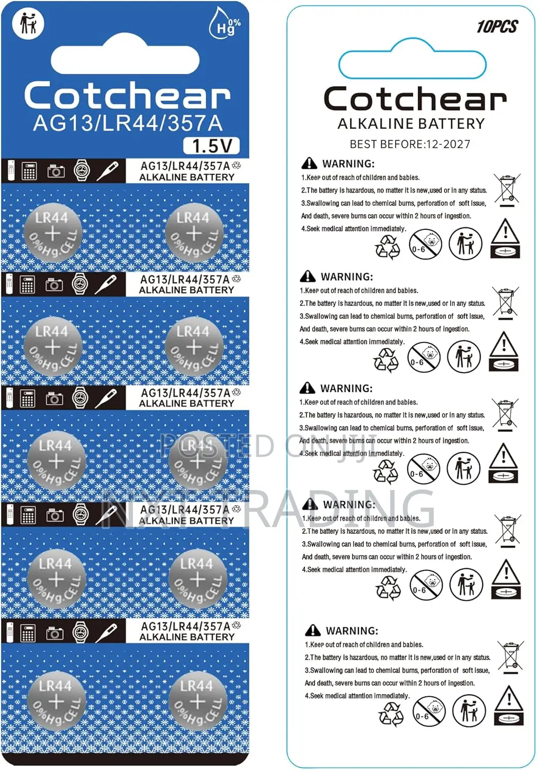 Cotchear Ag13/Lr44/357a Alkaline Button Cell Batteries