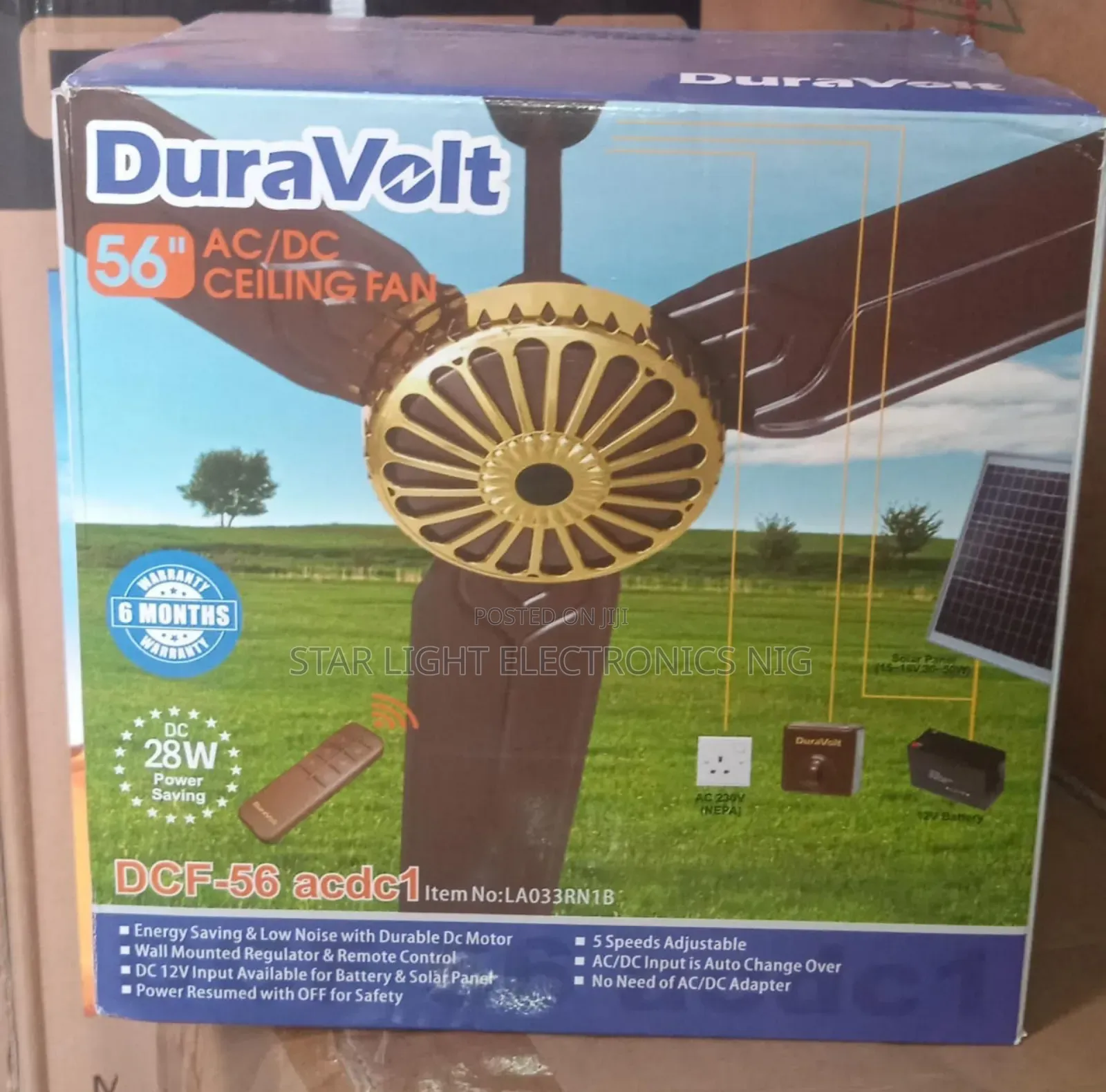 AC/DC Duravolt Ceiling Fan 56 Inches
