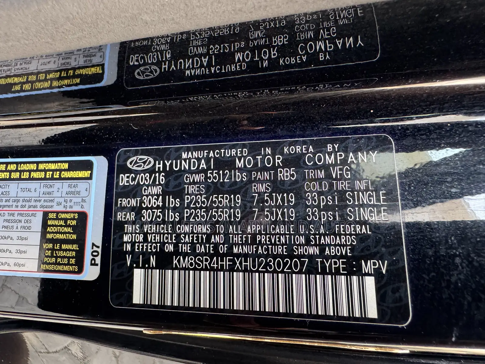 Hyundai Santa Fe Limited Ultimate AWD 2017 Black