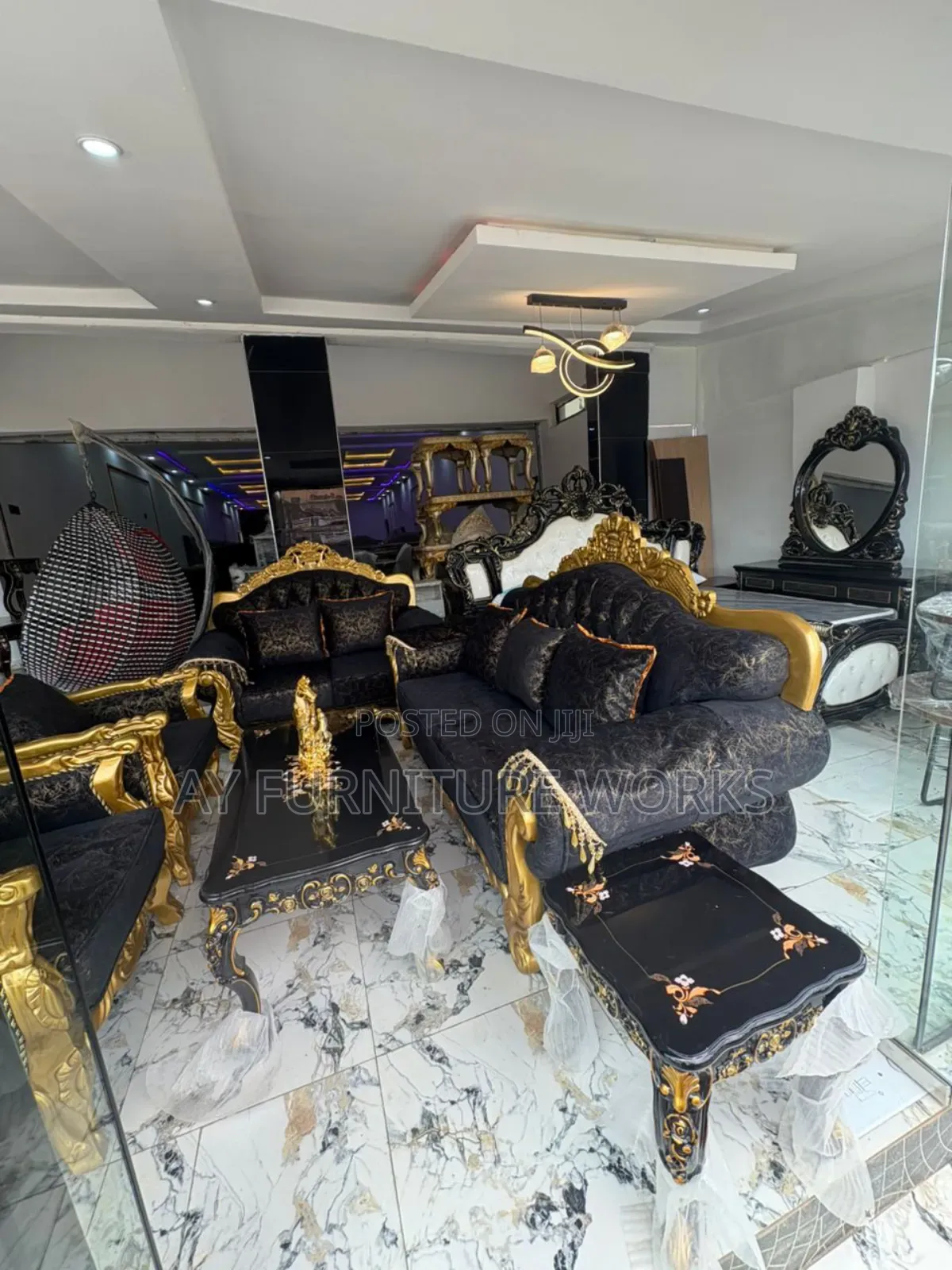 Black And Gold Royal Sofas.